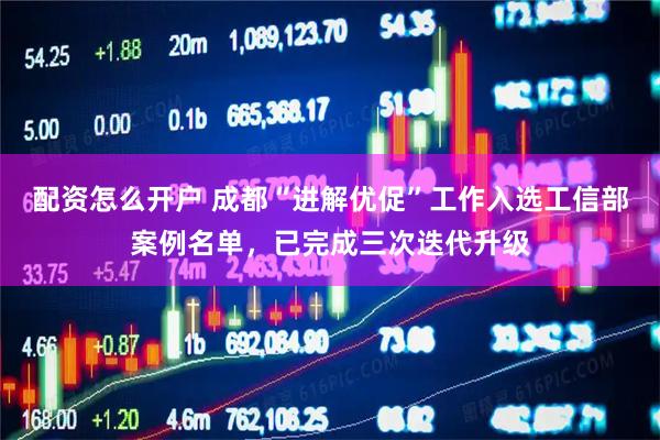 配资怎么开户 成都“进解优促”工作入选工信部案例名单，已完成三次迭代升级
